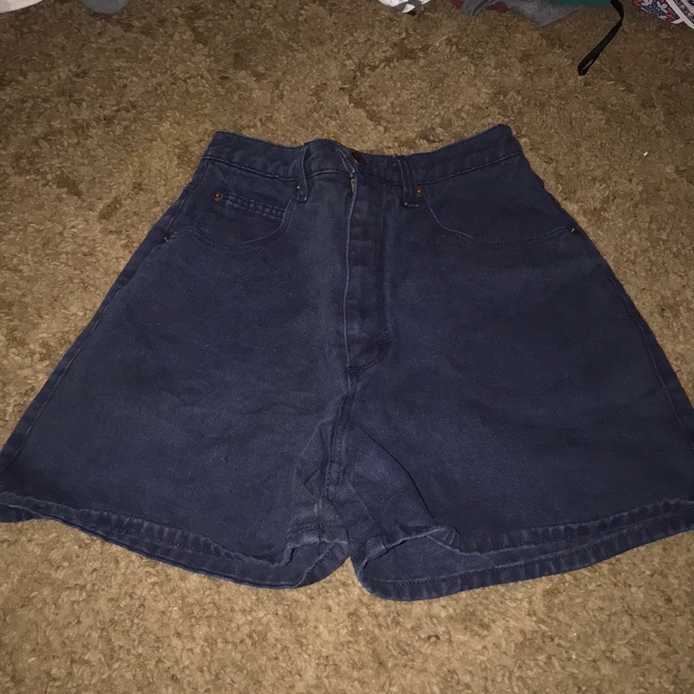 Denim shorts.